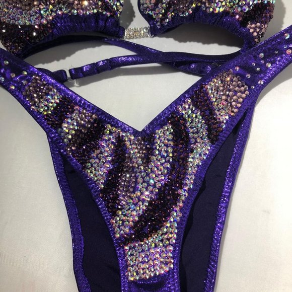 Purple Figure Posing Bikini Competition bikini NEW - Picture 4 of 8